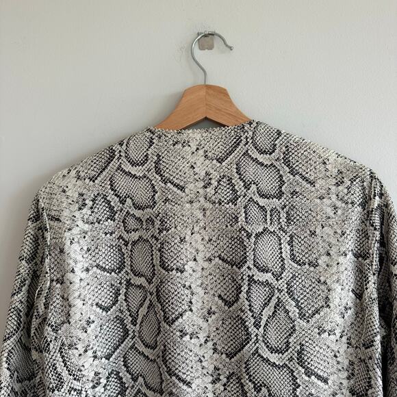 Elie Tahari Janet Python-Embossed Leather Jacket L - Picture 10 of 11